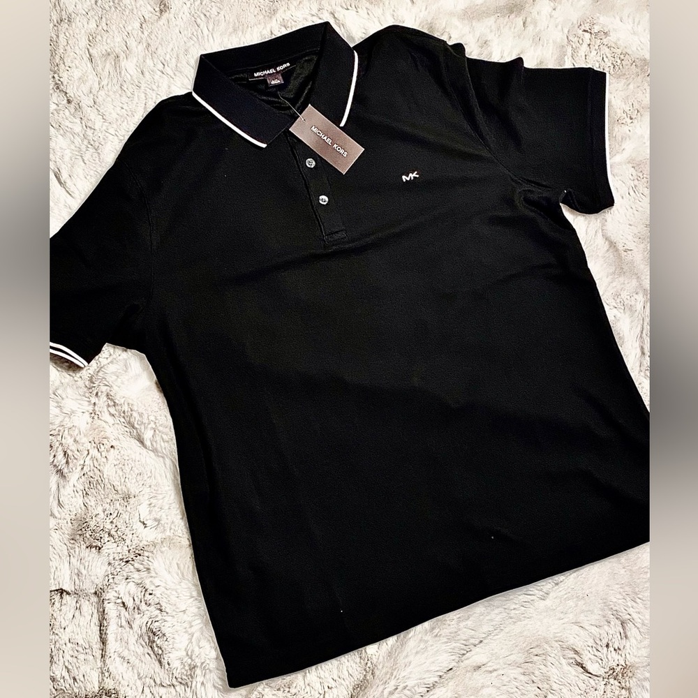 Michael Kors Black 3 button polo shirt